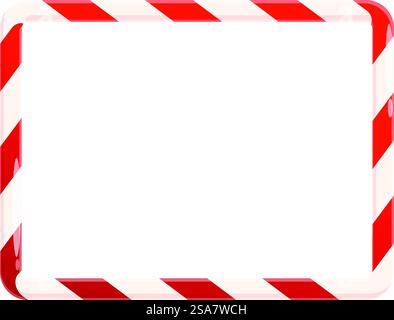 Rot-weiß gestreifter Zuckerrohrrand, der ein Rechteck bildet, perfekt für festliche Designs. Rechteckiger Rand für weihnachtsbonbons, der einen Rahmen schafft Stock Vektor