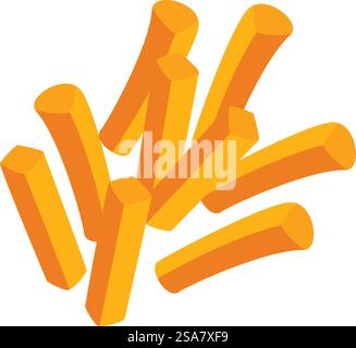Herunterfallende Pommes Frites erzeugen eine leckere, ikonische Illustration. Herunterfallende Pommes Frites schaffen eine leckere Pile-Ikone Stock Vektor