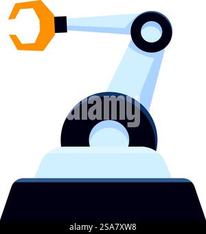 Moderner Industrieroboter-Manipulatorarm mit offenem Greifer, isoliert auf weißem Hintergrund. Industrieroboterarm anheben mit offenem Greifer Stock Vektor