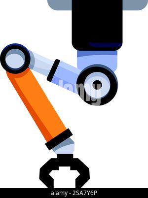 Der Roboterarm bewegt sich mit geöffnetem Greifer nach unten und ist bereit, ein Objekt zu greifen. Roboterarm bewegt sich mit geöffnetem Greifer nach unten Stock Vektor