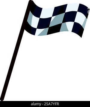Die karierte Flagge winkt auf der Pole und signalisiert das Ende eines Rennens. Karierte Flagge winkt auf der Pole Motorsport-Symbol Stock Vektor