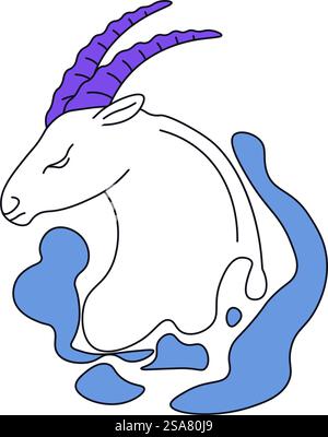 Astrologie und Astronomie Zeichen, isolierte Ikone des Sternzeichens Symbol von Capricornus oder Ziege. Menschen, die vom 22. Dezember bis zum 19. Januar geboren wurden. Astrologische Vorhersagen und Charakterzüge. Vektor in abgewickelter Form. Sternzeichen von Capricornus oder Ziege, Astrologie Stock Vektor