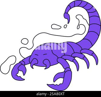 Astronomie- und Astrologie-Symbole, isoliertes Zodiakzeichen von Skorpion oder Skorpion. Menschen, die vom 24. Oktober bis 21. November geboren wurden. Astrologische Vorhersagen und Charakterzüge. Vektor in abgewickelter Form. Sternzeichen Skorpius Skorpion, Astronomie-Symbol Stock Vektor