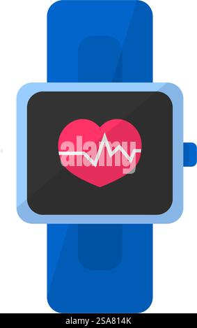 Sport- oder Fitnessarmband für Athleten und Sportler, isolierte Smartwatch zeigt Puls und Herzschlag an. Medizinische Hilfe beim Training und Training, Selbstpflege. Vektor in abgewickelter Form. Smartwatch zeigt Puls- und Herzschlagwerte an Stock Vektor