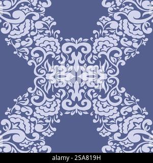 Blühende Blätter und Flora Design, Vegetation und Blüte, Zweige und Zweige. Vintage-Verzierungen und -Dekorationen. Nahtloses Muster, Hintergrunddruck oder Hintergrundbild. Vektor in abgewickelter Darstellung. Blühende Blätter und Blumen nahtlose Muster Stock Vektor