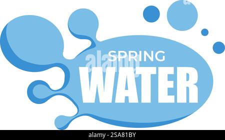 Reinigungsdienste für Quellwasser oder Geschäfte und Geschäfte. Isoliertes Bio- und Naturprodukt für Diät und Ernährung, Entgiftung und Nahrungsergänzungsmittel. Spritzer und Tropfen. Vektor in abgewickelter Form. Bio- und natürliches Quellwasser, Symbol mit Tropfen Stock Vektor