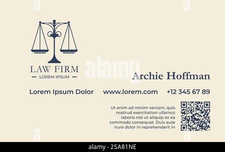 Rechtsberatung und Anwaltskanzleiendienstleistungen für Mandanten. Rechtsberatung und Rechtsberatung, Telefonnummer und Website-Adresse. Geschäfts- oder Visitenkarte, Werbung oder Branding. Vektor in abgewickelter Form. Anwaltskanzlei, Rechtsberatung und Dienstleistungen Visitenkarte Stock Vektor