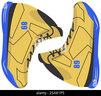 Sportschuhe für Basketballspieler, isolierte Turnschuhe zum Laufen und Training. Sportliche aktive Kleidung, modisches und bequemes Modell für Basketballspieler. Vektor in abgewickelter Darstellung. Turnschuhe für Basketballspieler, Sportbekleidung Stock Vektor