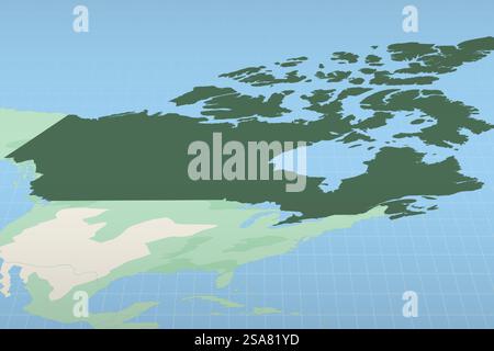 Kanada auf einer detaillierten Karte hervorgehoben, geografische Lage von Kanada. Vektorzuordnung. Stock Vektor