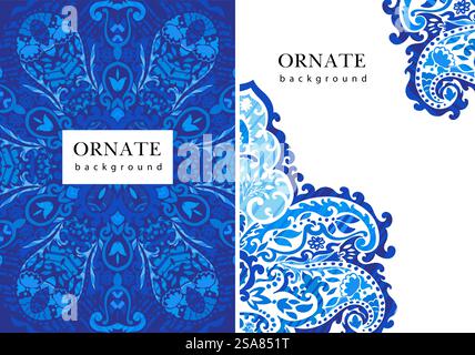 Vektor-Illustration eines kunstvollen blauen Mandalas mit floralen Elementen, perfekt für elegante Hintergründe und Dekordesigns.. Verzierte blaue Floral Mandala Vektor Stock Vektor