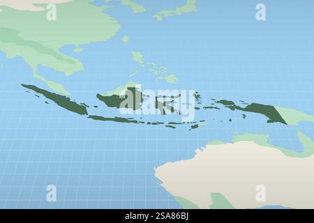 Indonesien auf einer detaillierten Karte hervorgehoben, geografische Lage Indonesiens. Vektorzuordnung. Stock Vektor