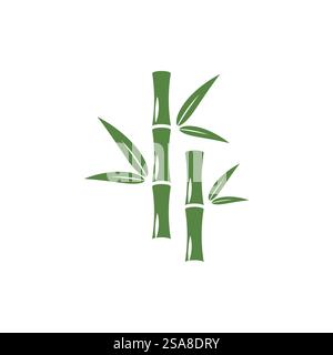 Bambus-Logo mit grünen Blatt Vektor-Symbol-Vorlage Stock Vektor