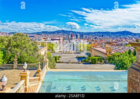 Nationalmuseum von Katalonien, Placa de Espanya Gegend. Barcelona. Spanien. Stockfoto