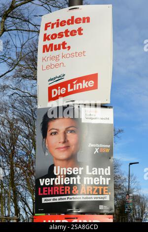 Heidelberg - 25. Januar 2025: Wahlplakate zur Bundestagswahl 2025 mit Anzeigen für Bündniparteien Stockfoto