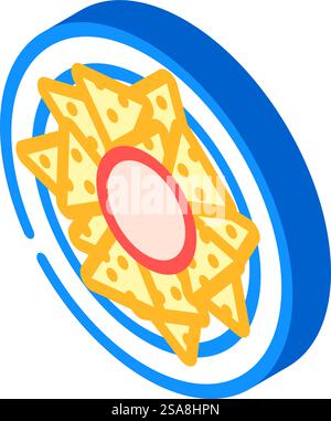 Nachos mexikanische Küche isometrischer Ikonenvektor. Nachos-Schild für mexikanische Küche. Isolierte Symboldarstellung. Nachos mexikanische Küche isometrische Ikonen Vektor-Illustration Stock Vektor