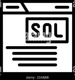 Symbolvektor für sql-Abfrage-Datenbankzeile. sql-Abfrage-Datenbankzeichen. Schwarze Abbildung des isolierten Kontursymbols. Illustration des Symbols für die Zeile der sql-Abfrage-Datenbank Stock Vektor