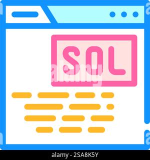 Farbsymbolvektor der sql-Abfrage-Datenbank. sql-Abfrage-Datenbankzeichen. Isolierte Symboldarstellung. Abbildung des Farbsymbolvektors der sql-Abfrage-Datenbank Stock Vektor