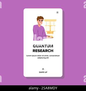 Futuristischer Quantenforschungsvektor. KI-Computer, digitale Entwicklung, Zukunftskonzept futuristische Quantenforschung Web Flat Cartoon Illustration. Futuristischer Quantenforschungsvektor Stock Vektor