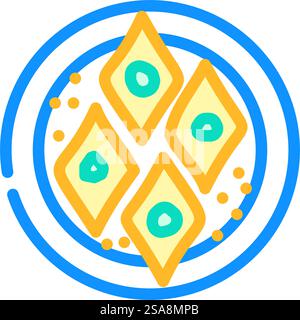 Baklava Gebäck griechische Küche Farbe Icon Vektor. Baklava Gebäck griechische Küche Schild. Isolierte Symboldarstellung. Baklava Gebäck griechische Küche Farbe Symbol Vektor Illustration Stock Vektor
