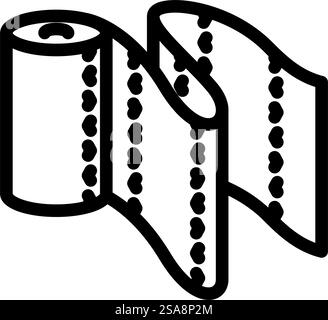 Papierhandtuch Entrollen Linie Symbol Vektor. Schild zum Abrollen von Papiertüchern. Schwarze Abbildung des isolierten Kontursymbols. Papierhandtuch Entrollen Linie Symbol Vektor Illustration Stock Vektor