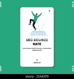 analytics seo-Absprungrate Vektor. Website-Konzept, PNG-Suche, Seitenausgangsanalyse seo-Absprungrate Web-Flat-Cartoon-Illustration. analytics seo-Absprungrate Vektor Stock Vektor