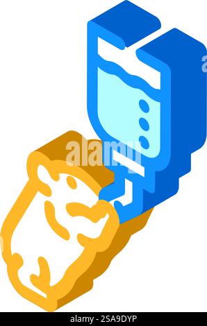 Hamster trinken Wasser isometrischer Symbolvektor. Schild Hamster trinken Wasser. Isolierte Symboldarstellung. Hamster trinken Wasser isometrische Icon Vektor Illustration Stock Vektor
