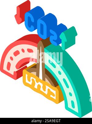 CO2-neutrale Holzpellets isometrischer Iconvektor. CO2-neutrales Holzpellets-Schild. Isolierte Symboldarstellung. Kohlenstoffneutrale Holzpellets isometrische Icon Vektor-Illustration Stock Vektor