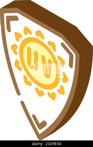 uv-Schutz Produktetikett Warnung isometrischer Symbolvektor. Warnschild für uv-Schutz. Isolierte Symboldarstellung. uv-Schutz Produktetikett Warnung isometrische Symbol Vektor-Illustration Stock Vektor