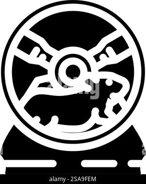 Hamster in Rad Haustier Glyphe Symbol Vektor. Hamster im Rad-Haustier-Schild. Isolierte Symboldarstellung. Hamster im Rad Haustier Glyphe Symbol Vektor Illustration Stock Vektor