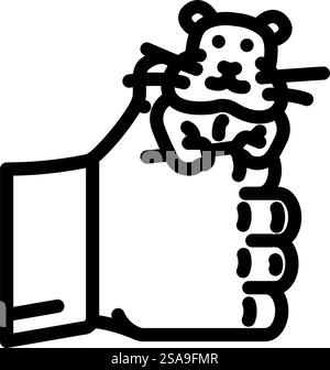 Hamster Hand Haustier Linie Symbol Vektor. Hamster Hand Haustier Schild. Schwarze Abbildung des isolierten Kontursymbols. Hamster Hand Haustier Linie Symbol Vektor Illustration Stock Vektor
