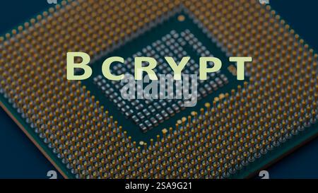 Bcrypt Eine Funktion zur Schlüsselableitung, die zum sicheren Hashen von Kennwörtern und abgeleiteten Schlüsseln aus einem Kennwort verwendet wird. Stockfoto