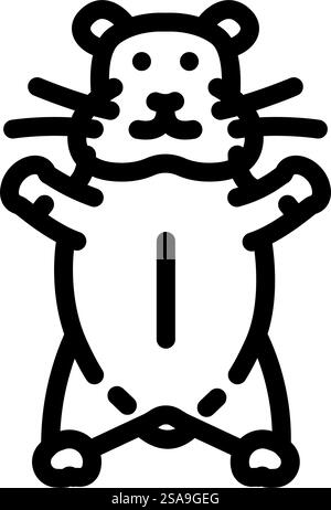 Hamster stehend Haustier Linie Symbol Vektor. Schild mit stehendem Haustier des Hamsters. Schwarze Abbildung des isolierten Kontursymbols. Hamster stehend Haustier Linie Symbol Vektor Illustration Stock Vektor