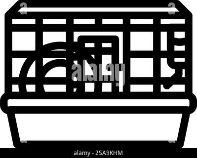 Hamster Käfig Haustier Linie Symbol Vektor. Haustier-Schild für Hamsterkäfig. Schwarze Abbildung des isolierten Kontursymbols. Hamster Käfig Haustier Linie Symbol Vektor Illustration Stock Vektor