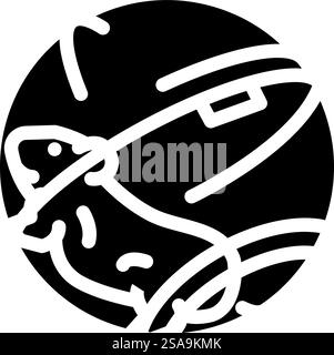 Hamster in Ball PET Glyph Symbol Vektor. Hamster in Ball Haustier Schild. Isolierte Symboldarstellung. Hamster in Kugel Haustier Glyphe Icon Vektor Illustration Stock Vektor