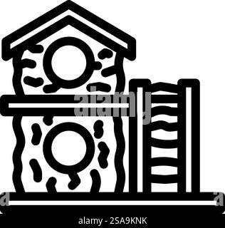 Haustierhaus Hamster Linie Symbol Vektor. Schild für den Haustierhamster. Schwarze Abbildung des isolierten Kontursymbols. Haustierhaus Hamster Linie Symbol Vektor Illustration Stock Vektor