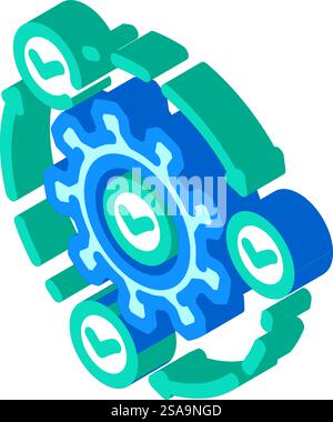 Isometrischer Symbolvektor für den Geschäftsprozess der Implementierung. Zeichen für den Geschäftsprozess der Implementierung. Isolierte Symboldarstellung. Isometrische Symbolvektorgrafik für den Geschäftsprozess der Implementierung Stock Vektor