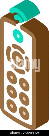 Etikett der Fernbedienung Achtung des Produkts isometrischer Symbolvektor. Etikett für Fernbedienung Produktvorsichtshinweis. Isolierte Symboldarstellung. Etikett der Fernbedienung Achtung des Produkts isometrische Symbolvektorgrafik Stock Vektor