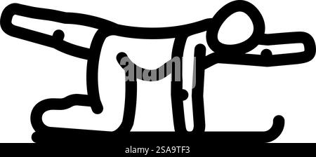 Vogel Hund Pose schwanger Fitness Linie Symbol Vektor. Vogelhund posiert schwangeres Fitness-Zeichen. Schwarze Abbildung des isolierten Kontursymbols. Vogel Hund Pose schwanger Fitness Linie Symbol Vektor Illustration Stock Vektor