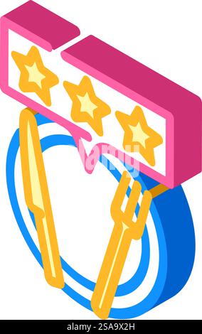 Essen Verkostung Restaurant Chef isometrische Icon Vektor. Schild mit dem Chef des Restaurants mit Verkostung. Isolierte Symboldarstellung. Isometrische Ikonen-Vektor-Illustration des Küchenchefs im Restaurant Stock Vektor