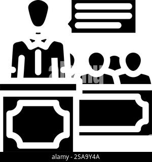 Testimonial Beweise Verbrechen Glyphe Icon Vektor. Testimonial Beweises Verbrechenszeichen. Isolierte Symboldarstellung. Testimonial Beweise Verbrechen Glyphe Icon Vektor Illustration Stock Vektor