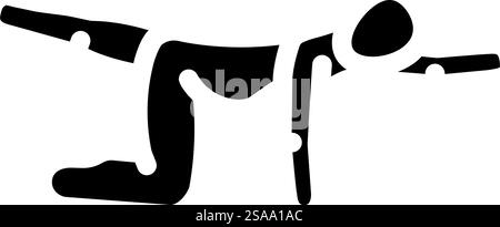 Vogel Hund Pose schwanger Fitness Glyph Symbol Vektor. Vogelhund posiert schwangeres Fitness-Zeichen. Isolierte Symboldarstellung. Vogel Hund Pose schwangere Fitness Glyphe Icon Vektor Illustration Stock Vektor