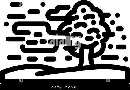 Nebel natürliche Phänomene Linie Symbol Vektor. Zeichen für natürliche Nebelphänomene. Schwarze Abbildung des isolierten Kontursymbols. Nebel natürliche Phänomene Linie Symbol Vektor Illustration Stock Vektor