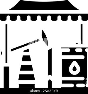 Markt Ölindustrie Glyphe Symbol Vektor. Marktschild für die Ölindustrie. Isolierte Symboldarstellung. Markt Ölindustrie Glyphe Symbol Vektor Illustration Stock Vektor
