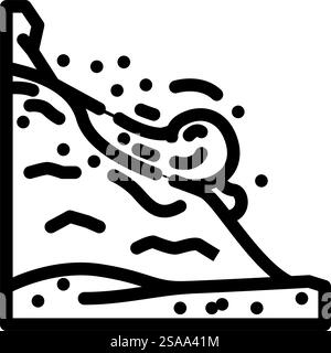 Lawinen Naturphänomene Linie Icon Vektor. Lawinennatürliches Phänomenzeichen. Schwarze Abbildung des isolierten Kontursymbols. Lawinen natürliche Phänomene Linie Symbol Vektor Illustration Stock Vektor