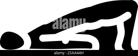 Bridge Pose setu Bandhasana Yoga Glyph Icon Vektor. Bridge Pose setu Bandhasana Yoga Zeichen. Isolierte Symboldarstellung. Bridge Pose setu Bandhasana Yoga Glyph Icon Vektor Illustration Stock Vektor