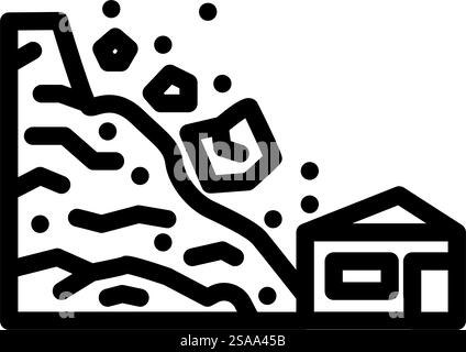 Erdrutsch natürliche Phänomene Linie Symbol Vektor. Naturphänomene des Erdrutsches. Schwarze Abbildung des isolierten Kontursymbols. Erdrutsch natürliche Phänomene Linie Symbol Vektor Illustration Stock Vektor