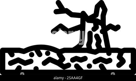 Dürre natürliche Phänomene Linie Symbol Vektor. Dürre-Naturphänomene-Zeichen. Schwarze Abbildung des isolierten Kontursymbols. Dürre natürliche Phänomene Linie Symbol Vektor Illustration Stock Vektor