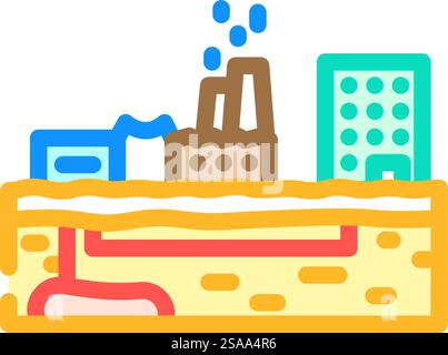 Farb-Symbolvektor für geothermische Energie der Infrastruktur. Infrastrukturzeichen für geothermische Energie. Isolierte Symboldarstellung. Infrastruktur Geothermie Farbe Symbol Vektor-Illustration Stock Vektor