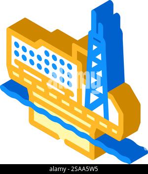 Plattform Ölindustrie isometrischer Symbolvektor. Schild „Plattformölindustrie“. Isolierte Symboldarstellung. Plattformölindustrie Isometrisches Symbol Vektorillustration Stock Vektor
