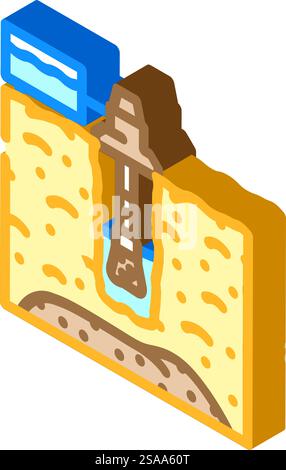 Isometrischer Symbolvektor für Bohrflüssigkeiten. Schild für Bohrflüssigkeiten. Isolierte Symboldarstellung. Isometrische Symbolvektorgrafik für Bohrflüssigkeiten Stock Vektor